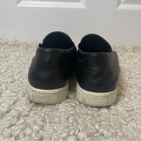 VINCE Black Leather Slip On Sneakers 6 - Picture 2 of 8